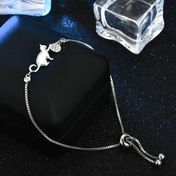 NEW 925 Sterling Silver Cat Tennis Bracelet - Picture 4 of 4